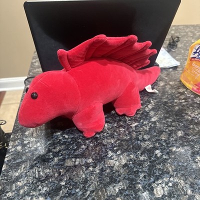 Vintage 1984 Manhattan Toy Red Dimetrodon Stegosaurus Dinosaur Plush Velour 17''