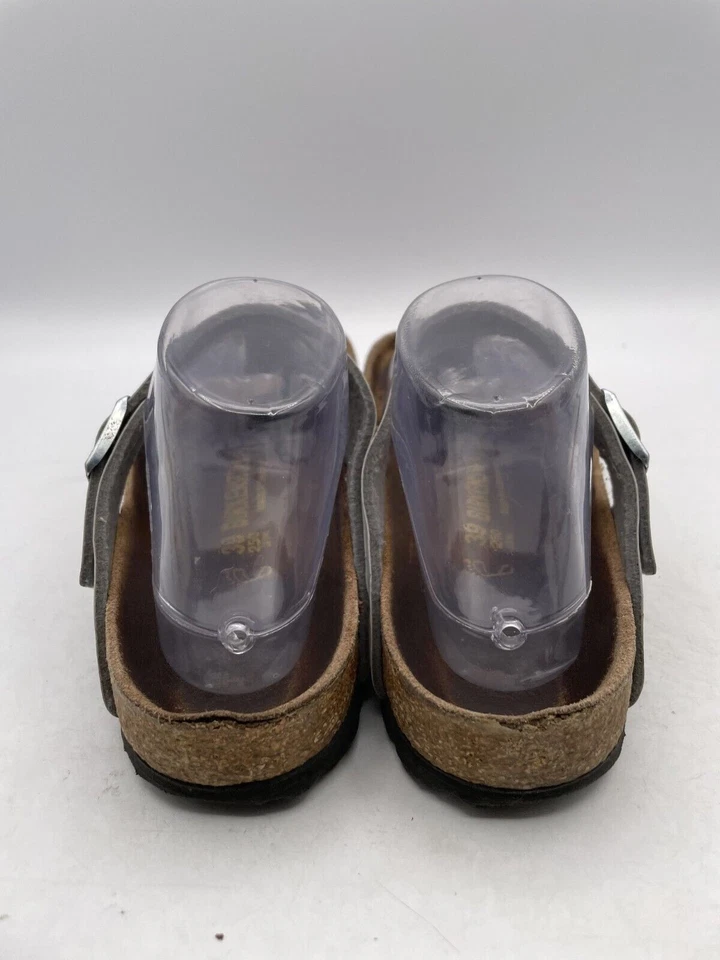 Sandalias Birkenstock Gizeh Tanga Unisex Talla L9/M6 Plateadas Cuero Hebilla Sin Cordones Foto 3 de 4