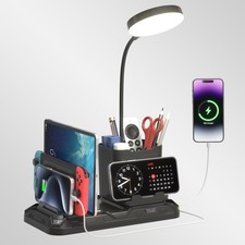 Desk Lamp with USB A C Charger Ports - Reading Desktop Light with Pen  Phone...