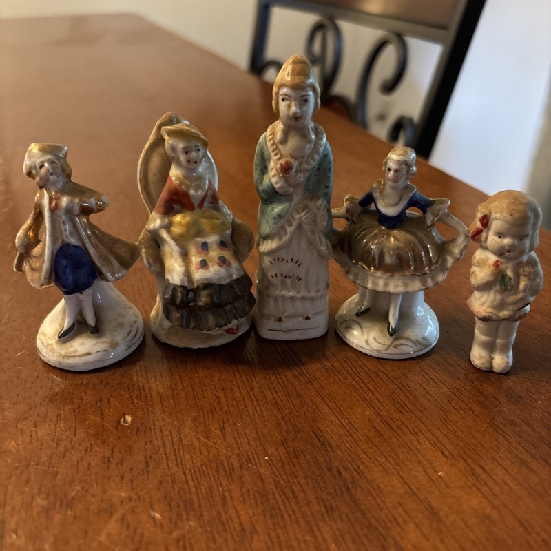 Vintage Lot Of 5 Mini Bisque Penny Dolls Frozen Charlotte Girls And Boys Japan