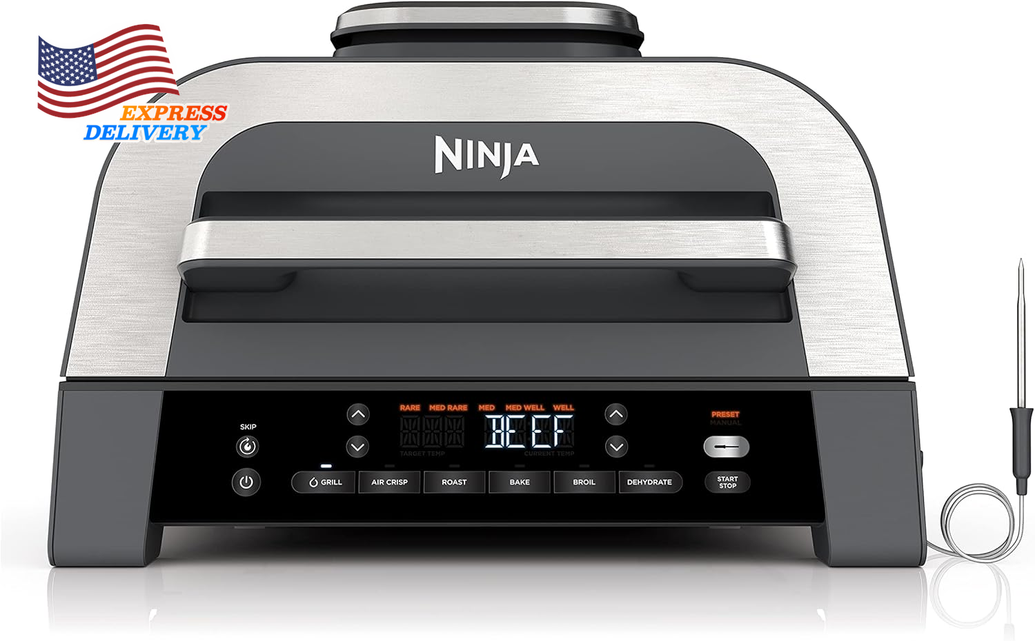 Foodi Smart XL 6-In-1 Indoor Grill with Air Fry Roast Bake Broil & Dehydrate