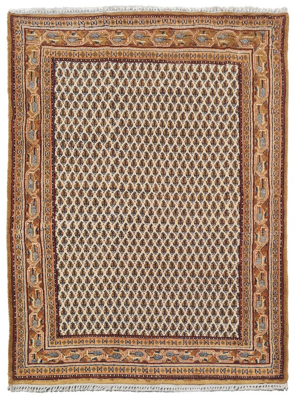 Rare Hand Knotted Vintage Badam Gul Mir Wool Area Rug 6 x 4 Ft