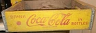Vintage Drink Coca-Cola Wood Crate, Yellow W/ Red Writing, 18 1/2" by 12"