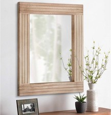 Rectangle Mirror Retro Wooden Wall-Mounted Fa...