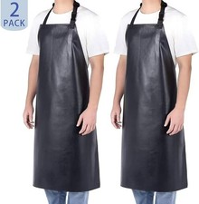 2 Pack Waterproof Rubber Aprons Heavy Duty Butcher Dishwashing Plastic Apron Men