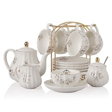 Porcelain Tea Sets British Royal Series, 8 OZ Cups  Morning Glory Flower