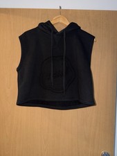 Kickers Black Cropped Hoodie Top Small Sleeveless Streetwear Gym Casual BNWT