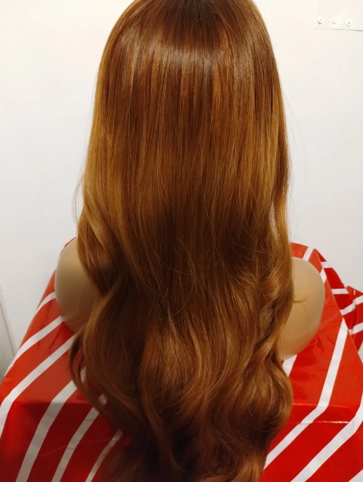 Peruca sintética avermelhada auburn com franjas f - Imagem 4 de 4