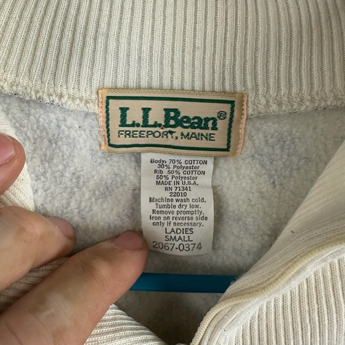 Vintage LL Bean Womens Small Sweater Blue White Nordic Snowflake 1/4 Zip USAMade - Picture 4 of 7