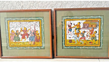 Indian Pattachitra Paintings Radha Krishna Hindu Art Framed Set of 2