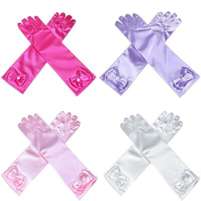 4Pairs Satin Princess Gloves for Little Girls Dress Up Costumes Birthday Wedding