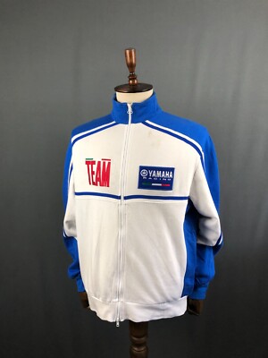 Yamaha Racing Team Zip Track Jacket Cotton Men Size XL White