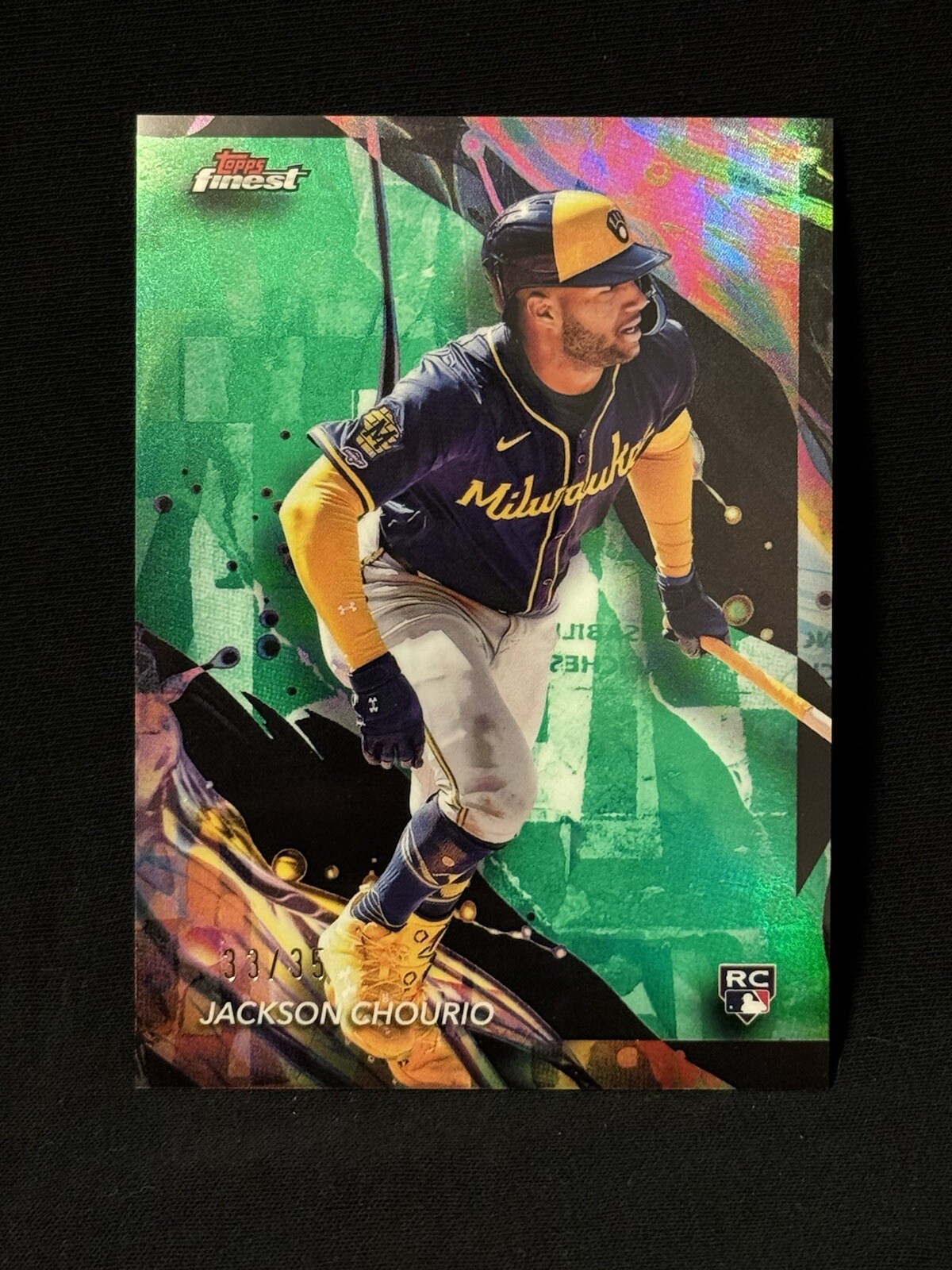 2024 Topps Finest- Jackson Chourio RC- Green Uncommon 33/35 #159- Brewers