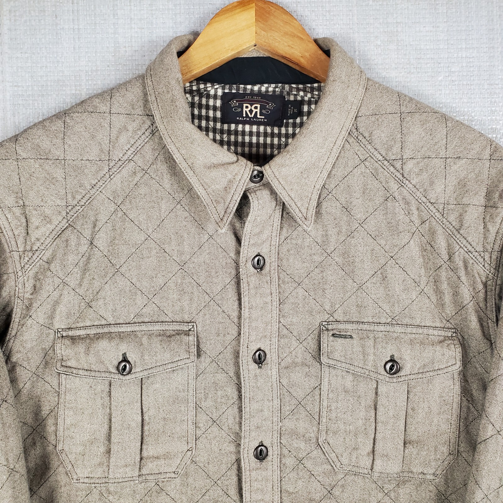 DOUBLE RL RRL Mens Size XL 100percent Cotton Overshirt Shacket Quilted Lined Thick image 5