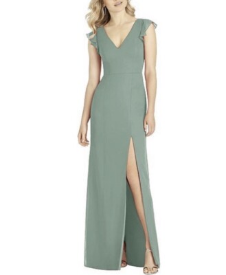 *NWT* After Six Ruffled Sleeve Mermaid Dress with Front Slit in Seagrass,  Size 2 | eBay