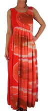 Ikat Ladies Long Summer Flowing Dress with Smocked Top - Fits Sizes 8-28