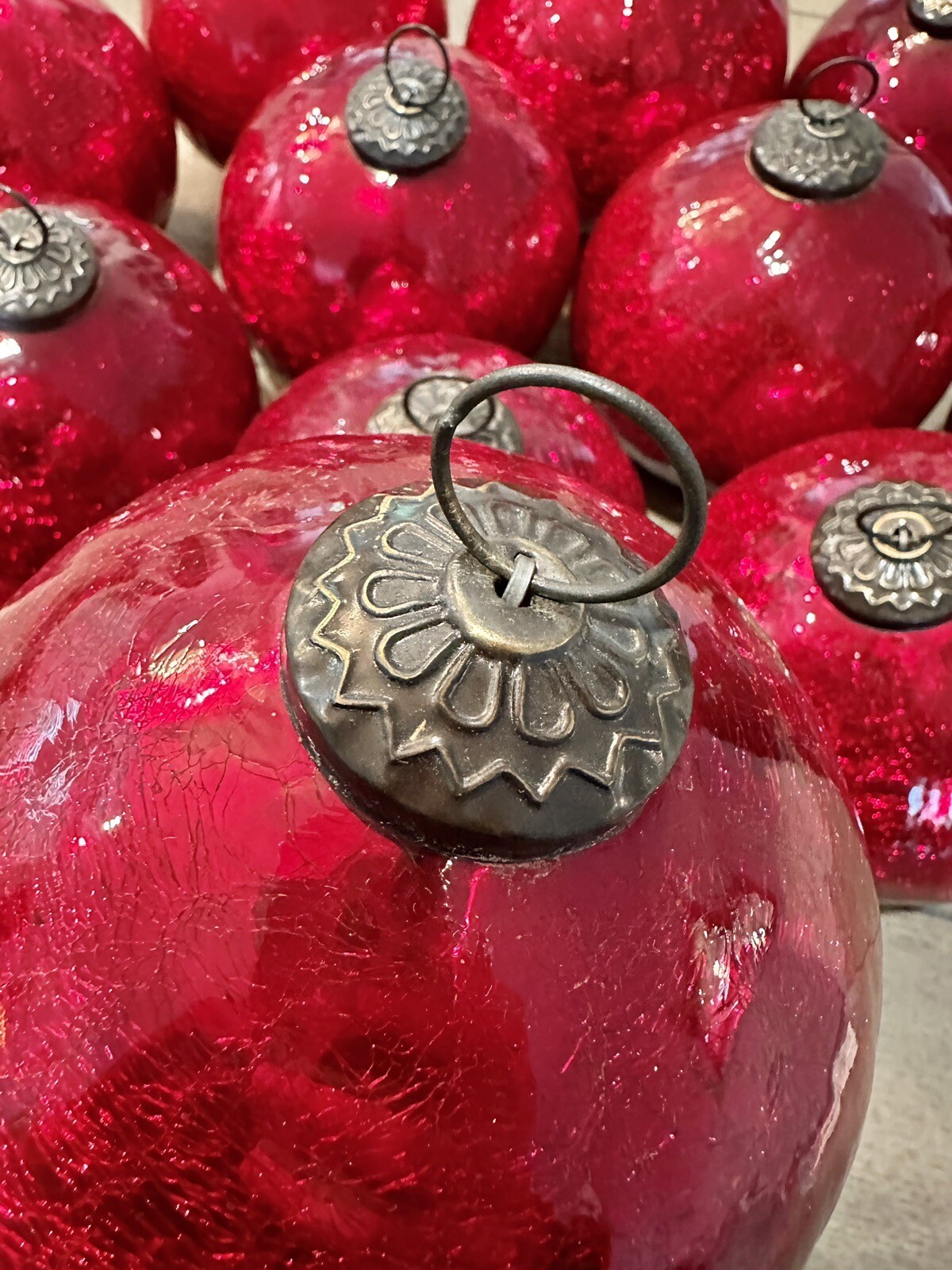 12 Vintage Antique Style Large German Kugel Glass Ornaments Balls