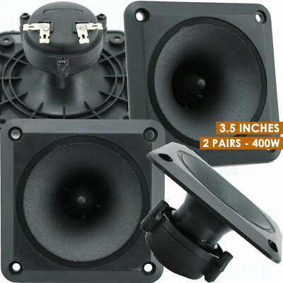 4x EMB T-0.5 3.5'' 400 WATTS MAX POWER SQUARE SUPER HORN TWEETERS LIGHT WEIGHT