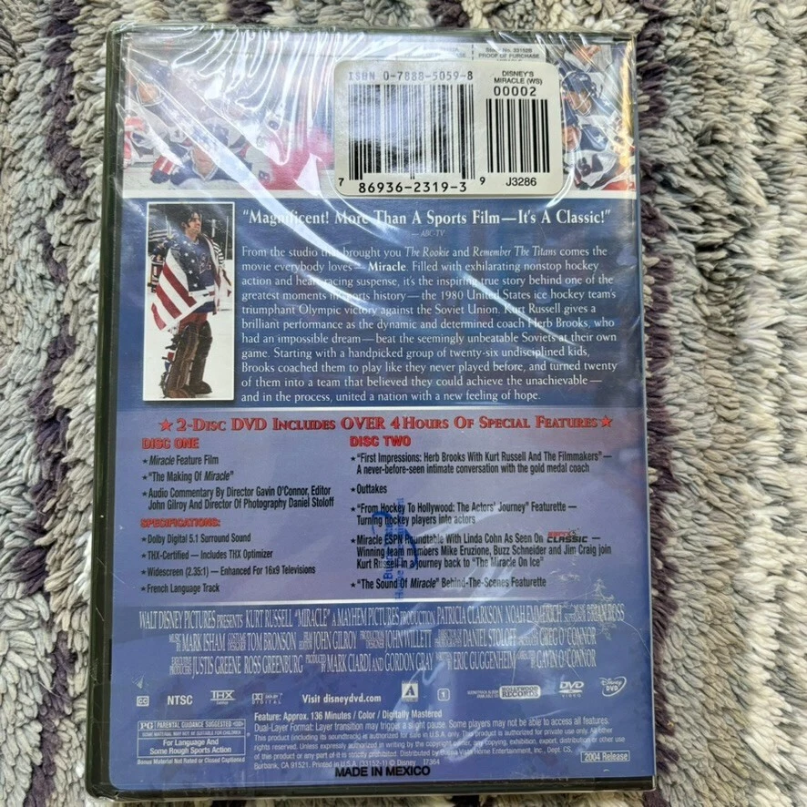 Miracle Kurt Russell Video DVD Movie Drama 2 Disc Walt Disney Sealed Brand-New - Image 4 of 4