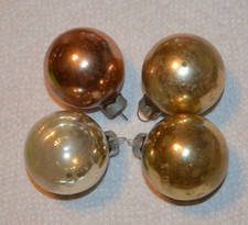 LOT OF 4 VINTAGE "MADE IN USA" CHRISTMAS ORNAMENTS -SILVER / BRONZE / GOLD BALLS