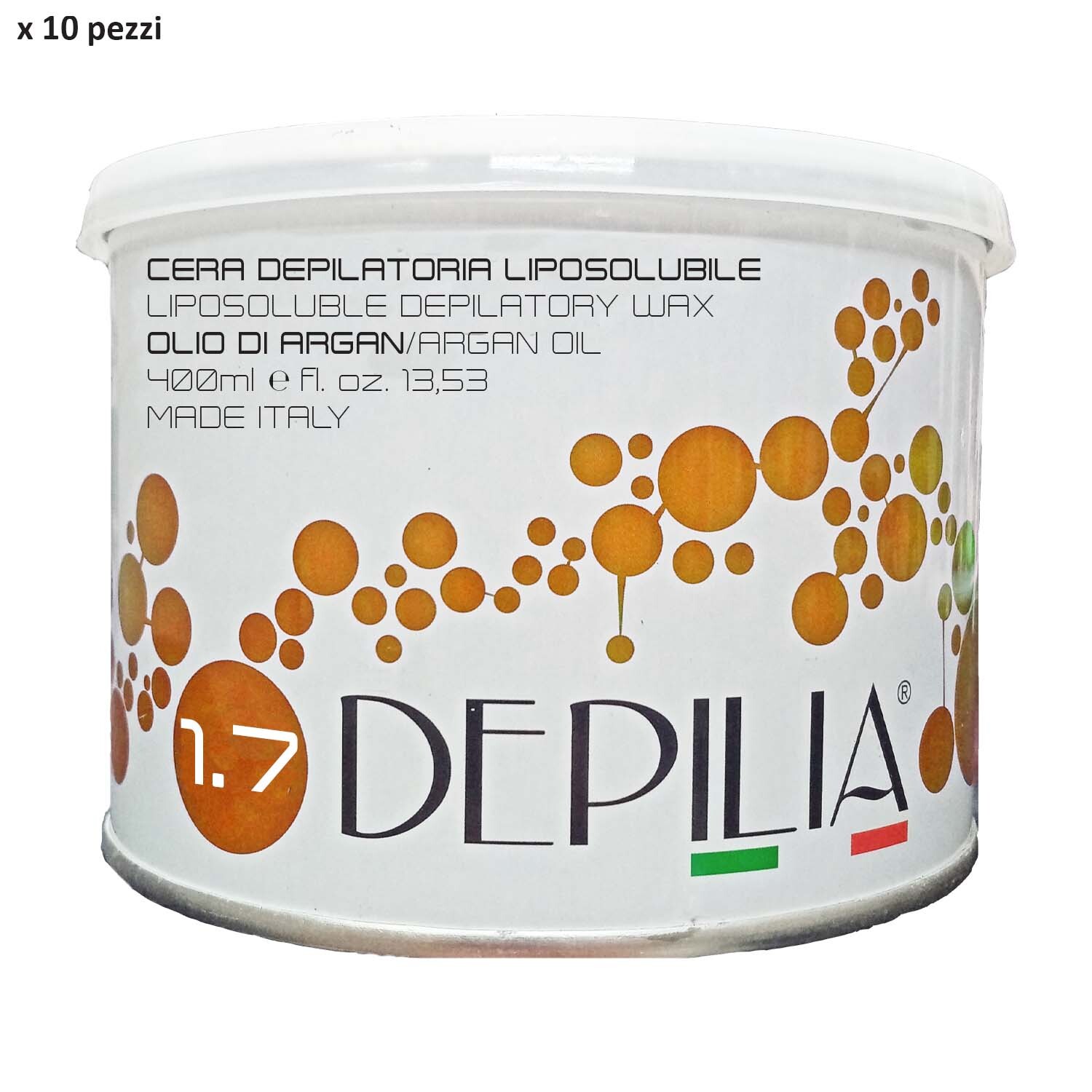 10pz DEPILIA cera depilatoria liposolubile 1.7 OLIO D'ARGAN vaso 400ml