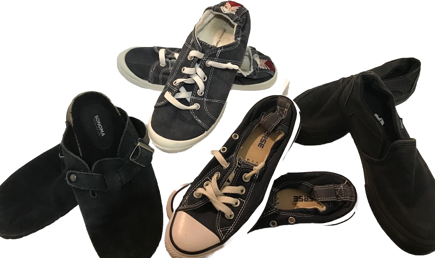 Women's Shoe Bundle 4 Pairs Sizes 6.5-7 Converse Vans Time & Tru Sonoma