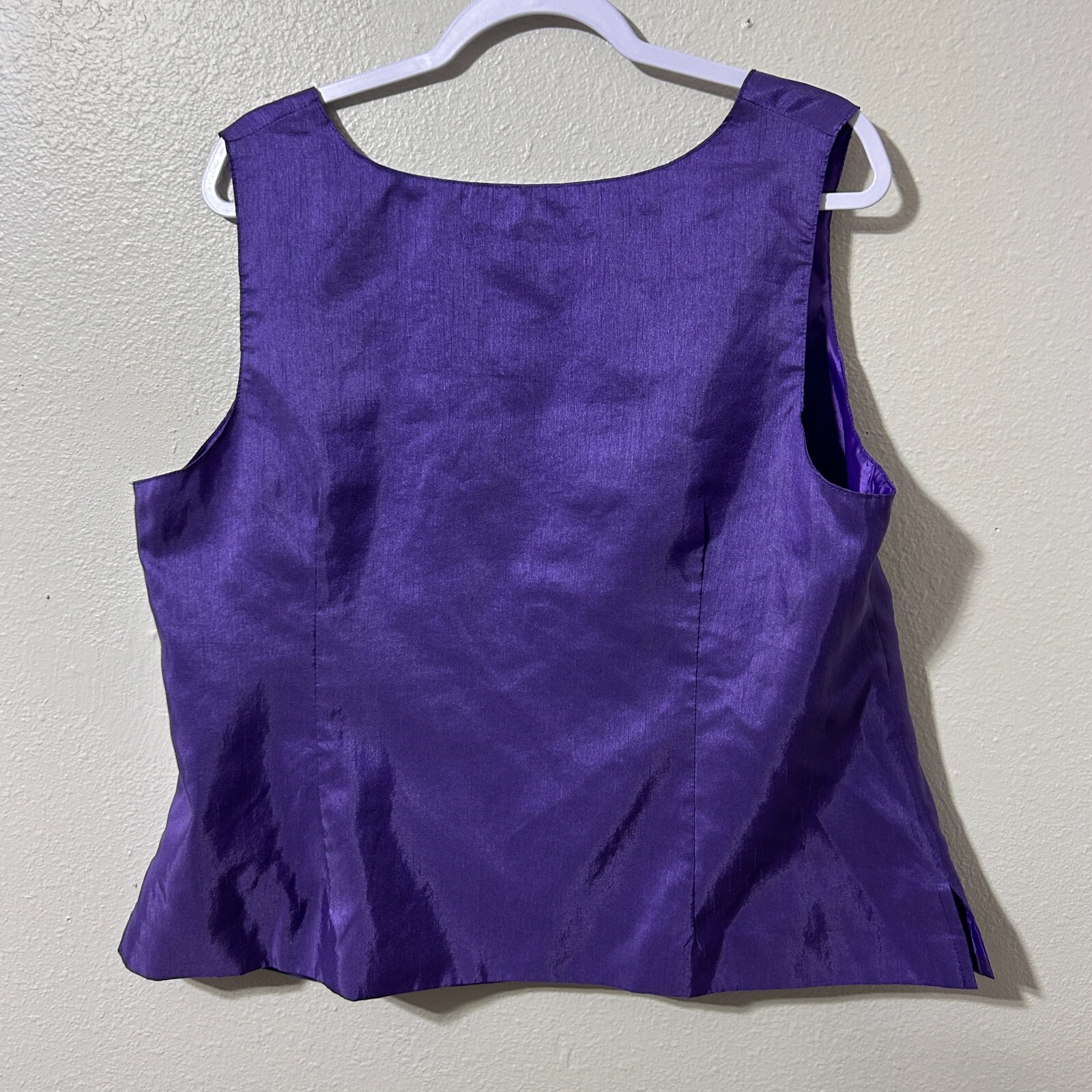 Tally Taylor Womens Top 16 Purple Shiny Sleeveless Formal Blouse Side Zip Lined