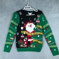 NOBO Santa Clause Christmas Sweater Holiday Long Sleeve Knit Sweater S 3-5