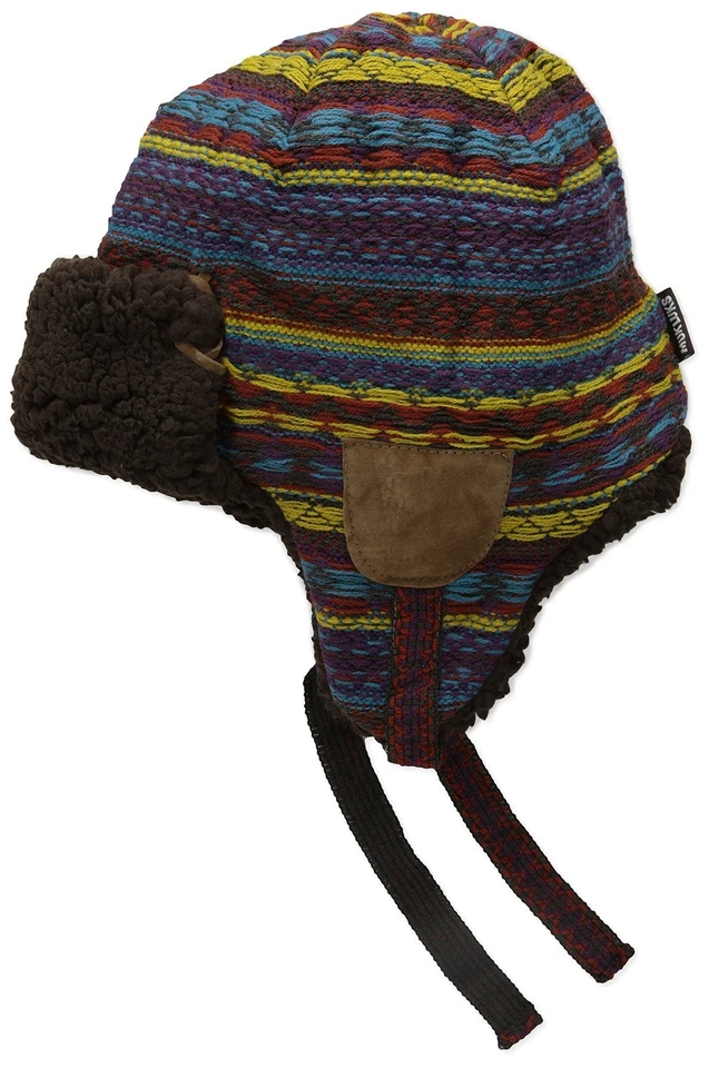 Muk Luks Adults Beanie Cap Hat Earflaps Vintage Jewels Reverse Helmet One Size