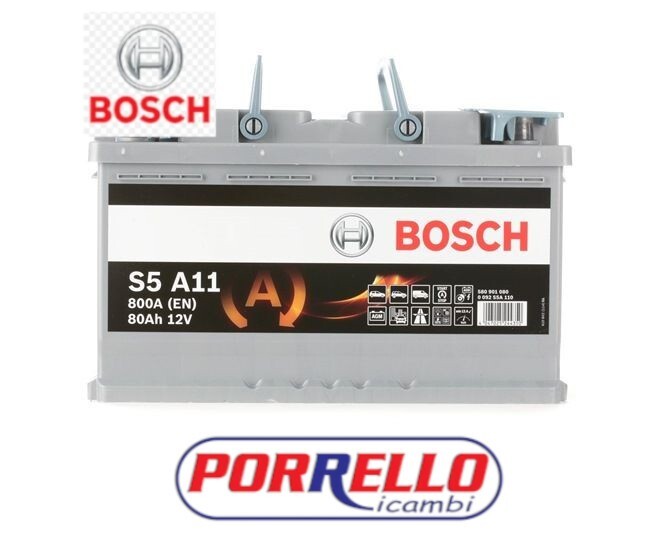 BOSCH 0092S5A110 BATTERIA AUTO 80Ah S5 A11 AGM X AUDI BMW CHRYSLER FORD JAGUAR