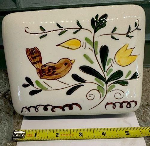 Rare Vtg 50’s Stangl Pottery Bird Cigarette Trinket Box Handpainted USA #3840 NJ
