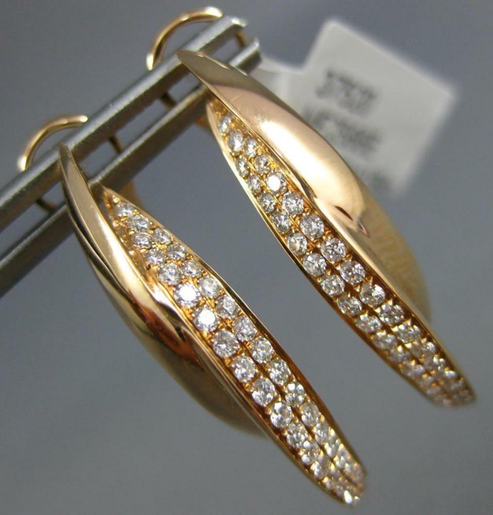 FILA ESTATE .53CT DIAMOND 18KT ROSE G 2 ROW LOVE KNOT OVAL CLIP ON HOOP EARRINGS