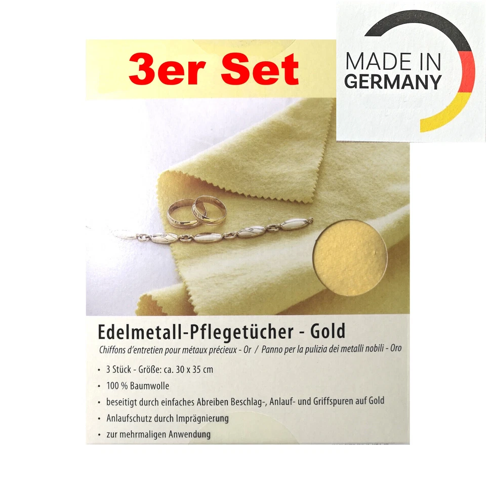 3 Stk Goldputztuch Goldpflegetuch Gold Münzen Schmuck Pflege Poliertuch B Ware - Bild 2 von 4