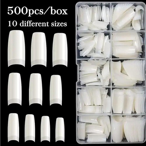 500 sztuk Sztuczna akrylowa końcówka do paznokci Naturalny kolor Pełna pokrywa paznokci P4Y9 w magazynie - Zdjęcie 5 z 14
