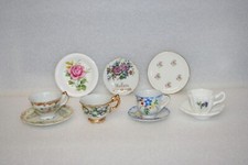 Mixed Lot 10 Pc Miniature Bone China Porcelain Cup Saucer Plate Floral Gold Gilt