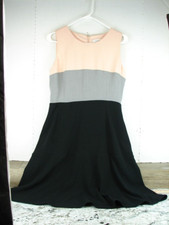 Calvin Klein 3 Tone Sheath Peach, Gray Black Dress Size 6