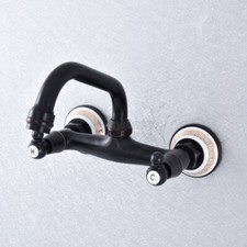 Oil Rubbed Brass Wall Mounted Bathroom Vanity Sink Faucet Swivel Spout Mixer Tap