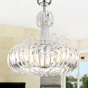 Bellamy Chrome 28 Inch 6 Light Lighted Ceiling Fan Fandelier