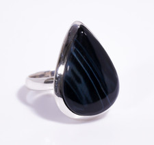 Blue Tiger Eye Ring 925 Sterling Silver Handmade Statement Rings Gift for Her