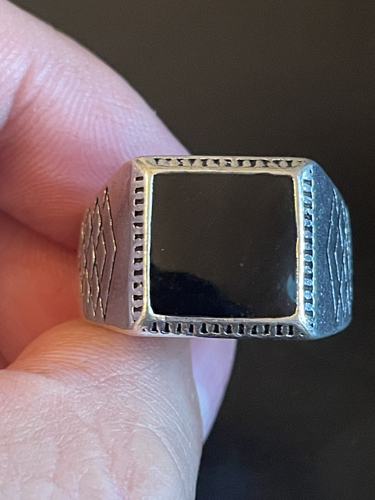 Black Obsidian Stone S925 Silver Men Ring Size 11 eBay