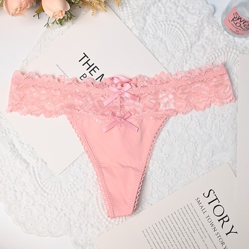 Pack of 4 Sexy Womens Ladies Cute Panties Lace Thongs G string Bikinis Lingeries - Picture 8 of 13