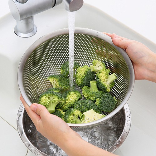 Colador de cocina cesta de drenaje de cocina colador de verduras de acero inoxidable para - Imagen 7 de 12