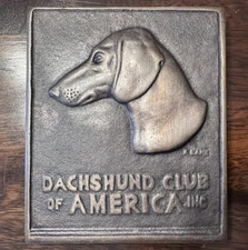 Vintage Dachshund Club Of American Bronze Metal Dog Plaque Katherine Weems Lane
