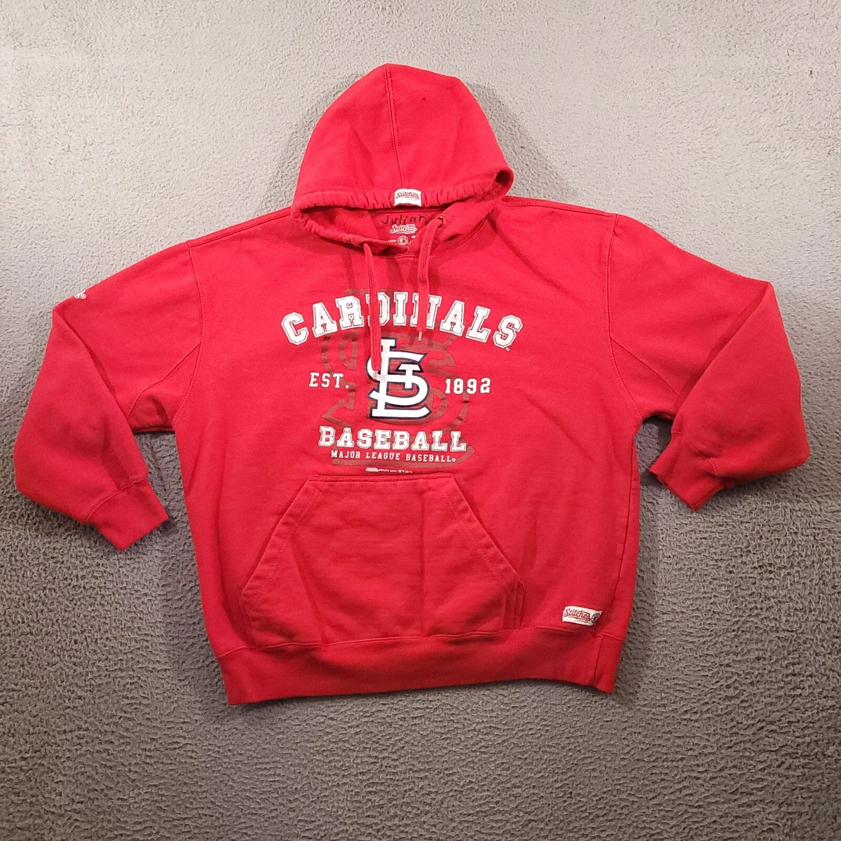 St. Louis Cardinals Hoodie Boys Large Red Stitches Pullover Sweatshirt MLB