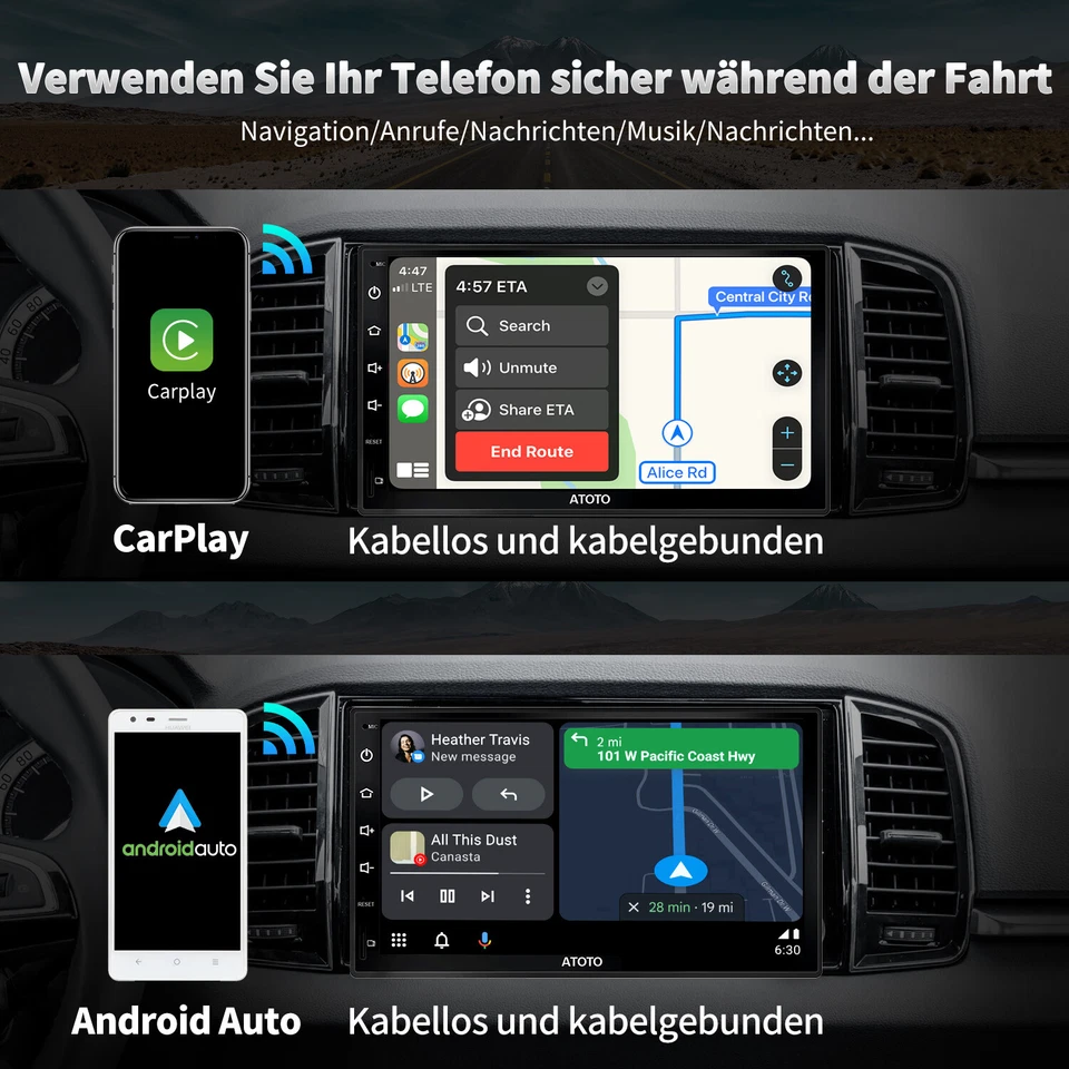 ATOTO S8 Premium Android Autoradio 8 core 7 Zoll 2Din Bluetooth Wireless CarPlay - Bild 2 von 4