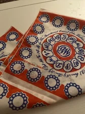 Vintage Frankie Welch Scarf Blue Red White American Bicentennial President Qiana