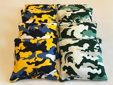 8 CORNHOLE BEAN BAGS CORN HOLE MICHIGAN STATE SPARTANS U of M WOLVERINES CAMO