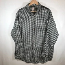 Brooks Brothers 346 Man's Large White Black Shepherd Check Button Down Collar