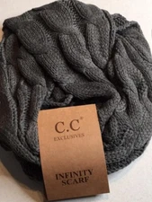 C.C. Mélange Grey Infinity Scarf New