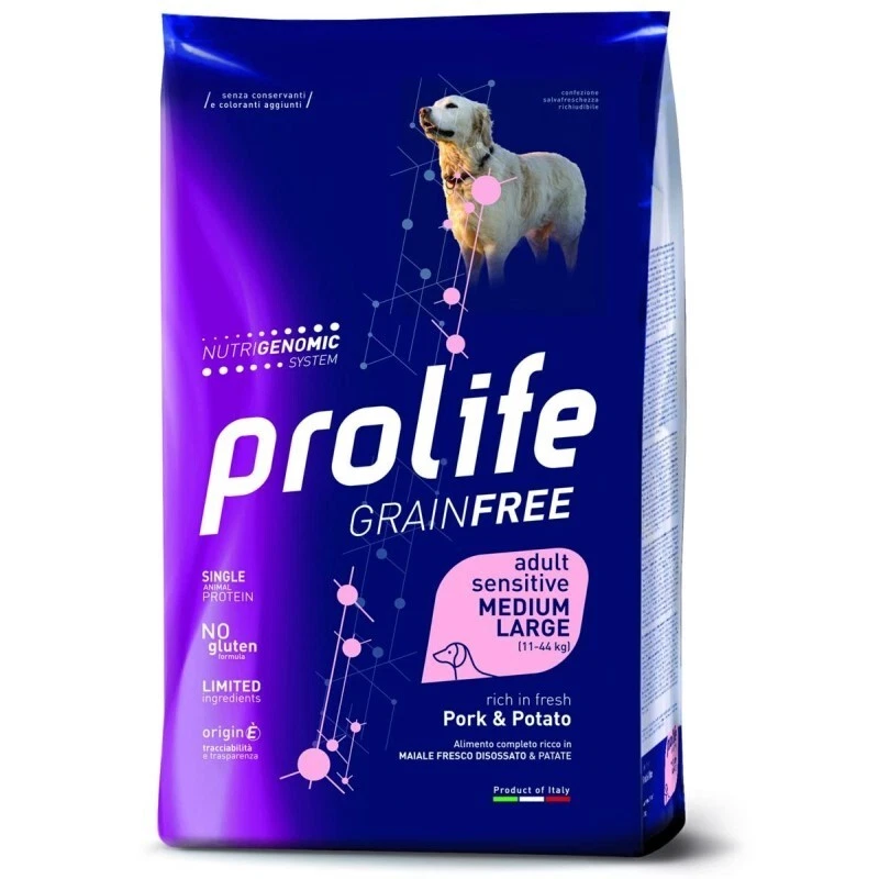 Prolife Dog Grain Free Sensitive Medium Large Maiale e Patate - Sacco da 10 kg - Immagine 3 di 4